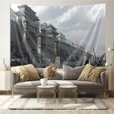Extra Large Tapestry Wall Hanging Medieval Siege Field Cities Game Room Decor • $13.36
