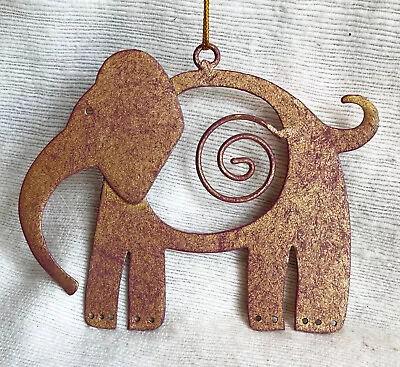 Metal Elephant Ornament With Spiral All Year Decoration • $4.50