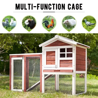 £77.99 • Buy Wood Outdoor Rabbit Hutch Guinea Pig Hutches Run Large 2 Tier Double Decker Cage