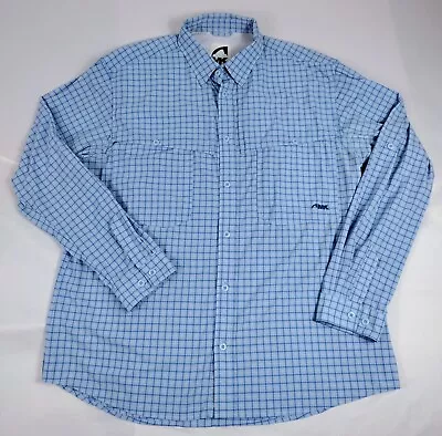 Mountain Khakis Mens Sz L Blue Plaid Vented Roll Up Sleeve Fishing Hiking Shirt • $17.99