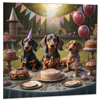 Cute Sausage Dog Dachshund Birthday Card - Dachshund Card 145mm X 145mm • £2.99