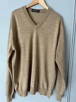 Men’s JAEGER 100% Merino Fine Wool Knit V Neck Jumper Size 44 Inches • £30