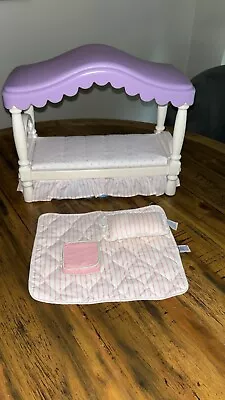 Vintage Little Tikes My Size Mansion Barbie Size Canopy Bed W/ Pillow & Comforte • $24.99