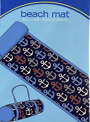 Sun&Sky Beach Blanket Mat Nautical Anchor Blue W Carrying Handle 24 X64  Single • $11.69