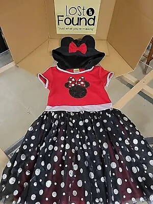 Minnie Mouse Cosplay Sequin Tutu Tulle Dress Black Red Bow Ears Flip Hood 7/8 • $15