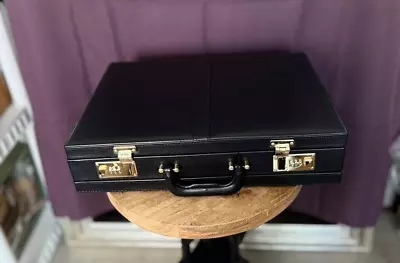 Expandable Attache Briefcase Mens Bag Messenger Attache Black Business Portfolio • $45