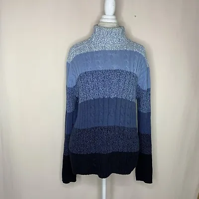 $34.99 • Buy Marsh Landing Amanda Smith Striped Cable Knit Pull Over Turtleneck Sweater XL