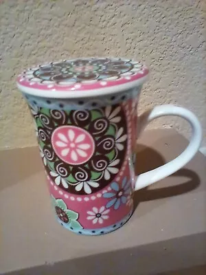 Vera Bradley Cupcake Pink Floral Coffee Tea Mug With Lid • $14.80