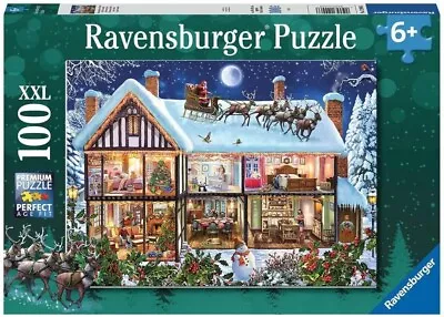 BNIB Ravensburger Christmas At Home 100 XL Piece Jigsaw Puzzle For Kids 12996 • $22