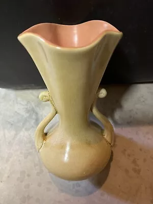 Red Wing 505 Light Brown Earthtone Pottery Handled Vase W Drip Effect Inside Rim • $33
