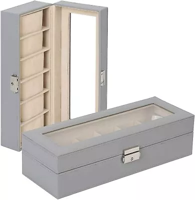 6 Slot Leather Watch Box Oragnizer Display Case Jewelry Storage Box Mens Gifts • $18.99