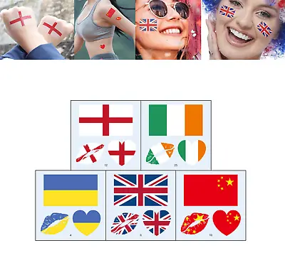 Quality 5pcs National Country Flag Temporary Face Body Tattoo Waterproof Sticker • £2.08
