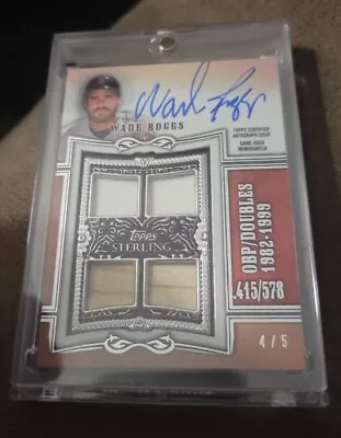 Wade Boggs #4/5 2020 Topps Sterling Auto Quad Game-Used Jersey/Bat Relics • $135