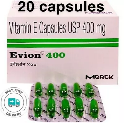 20 X Vitamin E Evion 400mg Capsules For Glowing Face Strong Hair Nails UK Seller • £3.99