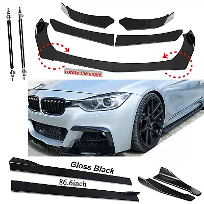 Front Bumper Lip Spoiler Splitter 86.6  Side Skirt Rear For F30 E92 E90 E36 E30 • $69.99