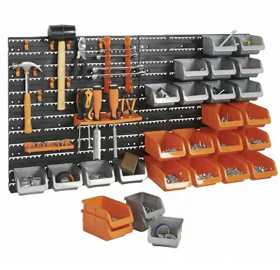 £26.99 • Buy 44pc Wall Mounted DIY Garage Organiser Storage Rack Bin Hook Panel  Work Garage