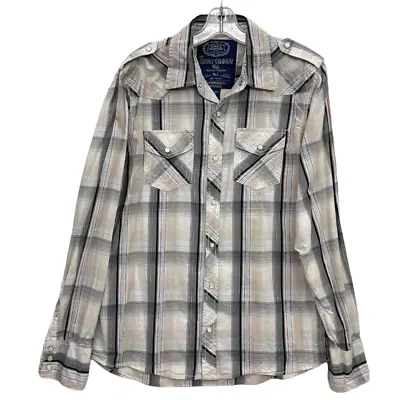 GPH Supply Plaid Long Sleeve Western Snap Button Shirt Men's M Medium • $12.99