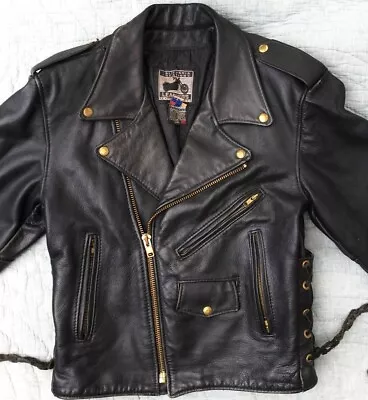 Vintage California Creations Santa Rosa Black Leather Motorcycle Biker Jacket 40 • $145