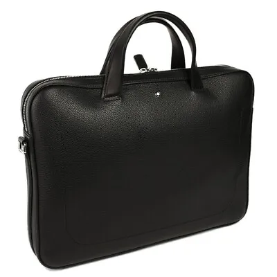 MONTBLANC Black MEISTERSTUCK Ultra Slim Document Case Removable Strap Italy NWD • $999.99