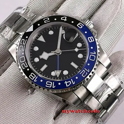 40mm Bliger Sterile Black Dial GMT Ceramic Bezel Sapphire Automatic Mens Watch • $76.50