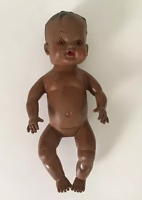 Vintage 10  African American Baby Doll Drinks Wets & Squeaks Unmarked • $10.99