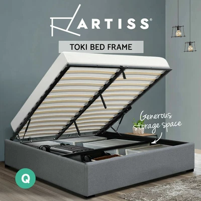 $209.91 • Buy Artiss Bed Frame Queen Size Gas Lift Mattress Base With Storage Platform Fabric