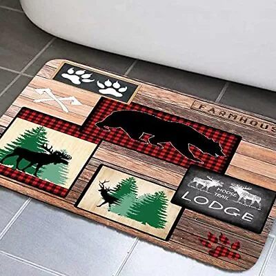 Cabin Bear Bathroom Rug Rustic Wildlife Bath Mat Bear Cabin Rugs 17X29 Inch New • $23.91