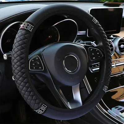 1X Car Steering Wheel Crystal Sparkled Diamond Cover PU Leather Skidproof Bling • $11.91