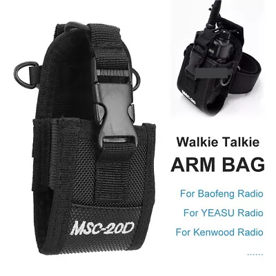 Walkie Talkie Arm Bag Nylon Holder Case Holster For Baofeng Kenwood Yaesu Radio • £5.09