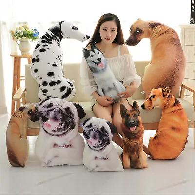 3D Cute Bend Dog Printed Throw Pillow Lifelike Animal Funny Dog Head Cush-MF • $3.31
