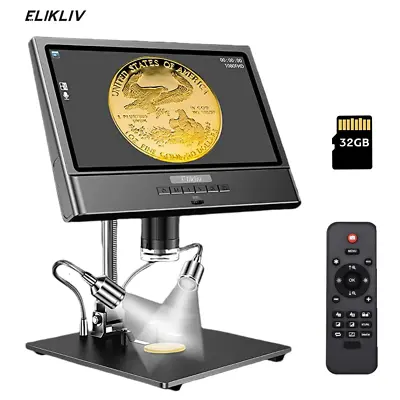 Elikliv Digital Microscope 10'' 12MP 1300X Coin Magnifier With Light For Adult • $135.95