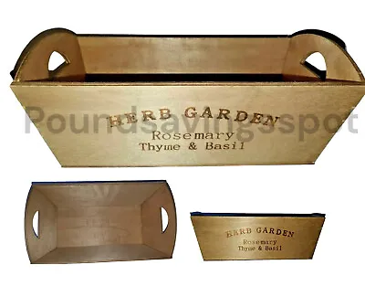 £6.99 • Buy Wooden Garden Herb Planter Window Box Trough Pot Succulent Flower Plant Bed 