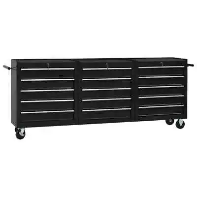 Tool Trolley Chest Box Cabinet Mechanic Toolbox Garage Storage 15 Drawers Black • $948.46