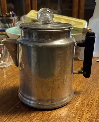 Vtg 6 Cup Aluminum Coffee Pot-camp Stove-top Glass Percolator Campfire • $15