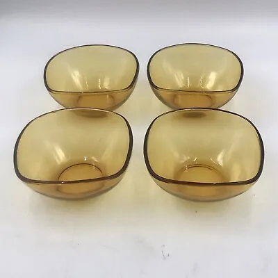 Ravier VERECO Amber Glass FRANCE 50'S Set Of 4 Bowls Candy/Fruit Dish • $30