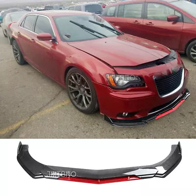 For Chrysler 300 C S SRT8 Carbon Fiber/Red Front Bumper Lip Splitters Spoilers • $109.19