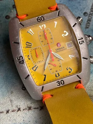 Michele Urban Chronograph Yellow Jelly Band Watch 71-195-A • $190