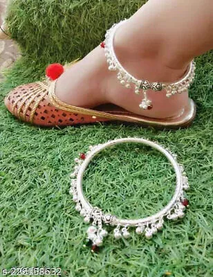 Indian Silver Plated Payal Foot Designer Chain Anklet Set Women Fashion Jewelry • $26.25