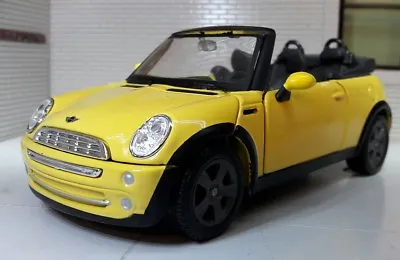 Mini Cooper S Cabrio Convertible Maisto 1:24 Diecast Yellow Model Scale Car • £26.25