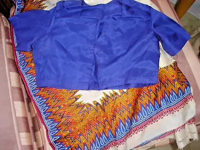 Vintage India Girls Handmade Blue Silk Choli Blouse & Sari Saree Sarong • $10.99