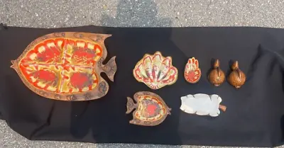 Vintage Treasure Craft Ceramic Fish Shaped Chip& Dip Platter + Additional • $139.99