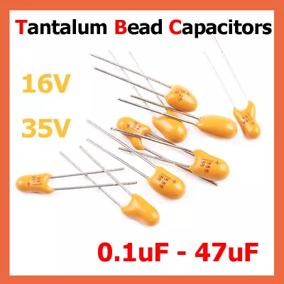 Tantalum Bead Capacitors - Wide Range Of Values (0.1uF To 47uF) Various Voltages • $3.39