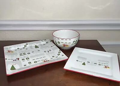Martha Stewart Holiday In The City 3 Piece Setting Dinner & Salad Plate & Bowl • $33