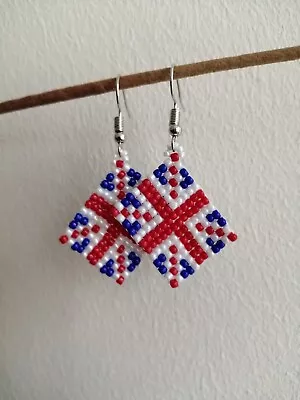 Union Jack Seed Beads Earrings • £8.50