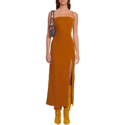 STAUD Womens Bellamy Yellow Velvet Lace-Up Long Sheath Dress S BHFO 9234 • $55.99