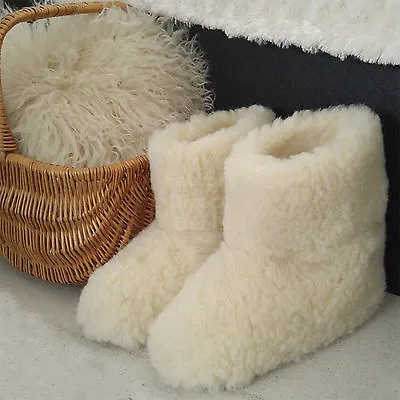 £19.99 • Buy Merino's Pure Sheep Wool Boots Cozy Foot Slippers Sheepskin Womens Ladies Cream1