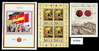 GERMANY 1969 20th ANNIVERSARY OF DDR THOMAS MUNTZER EHRUNG 3 MNH SHEETS • $5