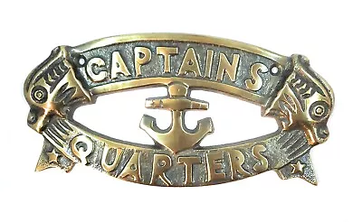 Captains Quarters Anchor Plaque Sign Brass Plated Wall Door Nautical Ship Decor • $19.85