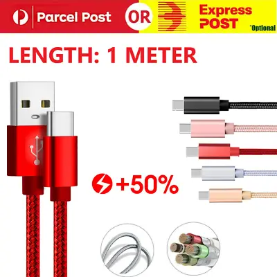 Braided USB Type-C Fast Charger Cable Cord For Samsung S22 S21 Note 20 Ultra S9  • $1.65