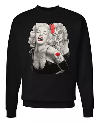 🔥 Inked Marilyn Monroe Sweater Sexy Tattooed Smile Now CrewNeck Sweatshirt Gift • $19.95